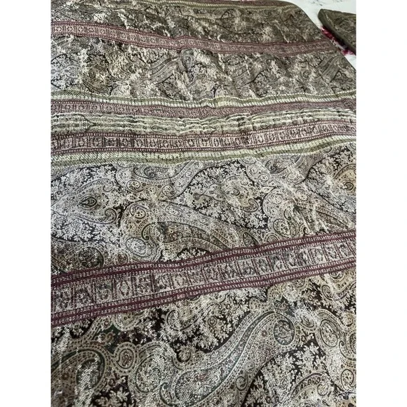 Croscill Pillow Shams Tangier King Damask Stripe Bronze Burgundy Rich Set Of 2 - Picture 3 of 12